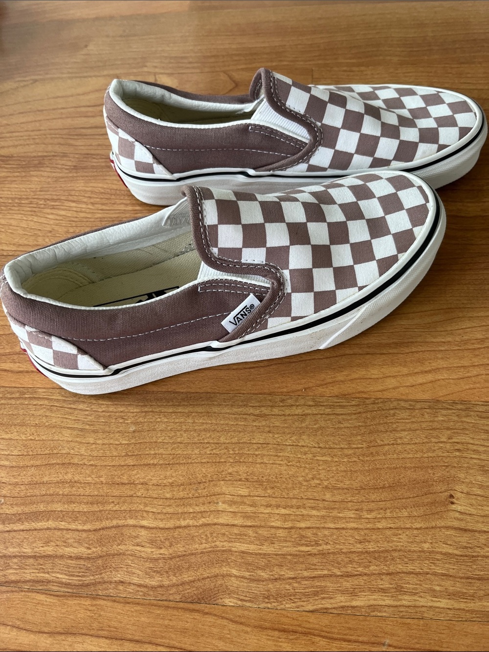 Vans Checkerboard Slip-On Sneakers - Brown & White